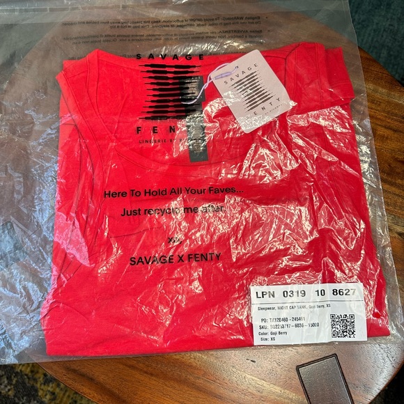 Savage X Fenty Night Cap Sleep Tank Goji Berry Red - Picture 4 of 8